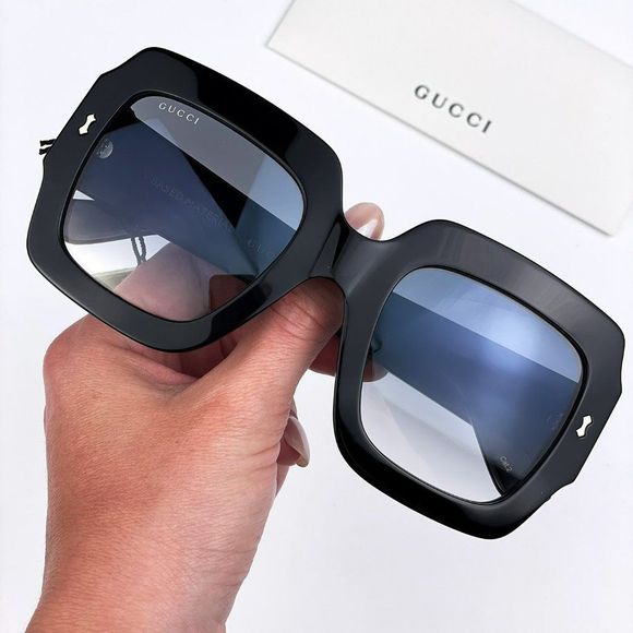 Gucci GG1111S 001 Sunglasses Black Grey Gradient Square Unisex - Picture 1 of 14